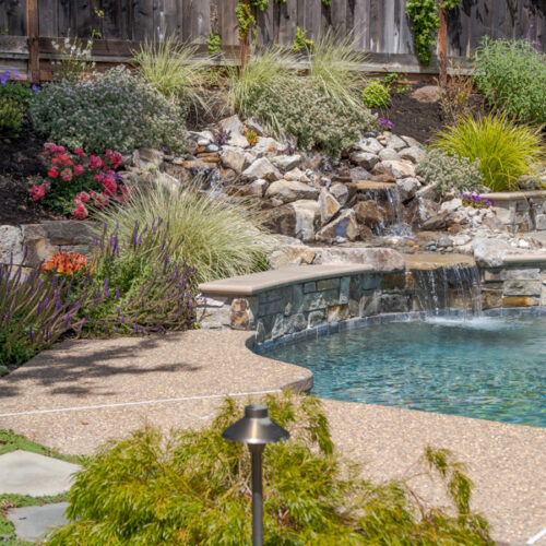 Calistoga boulder waterfall into existing pool