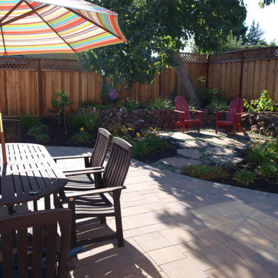 Recycled and stained concrete patio