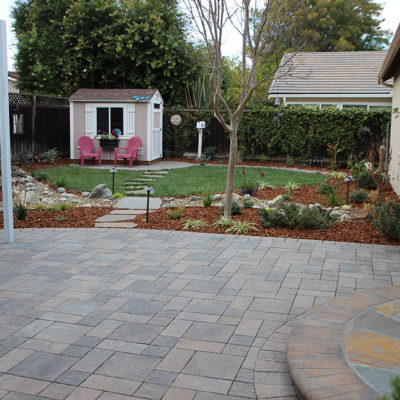 Belgard pavers with flagstone and bullnose brick step