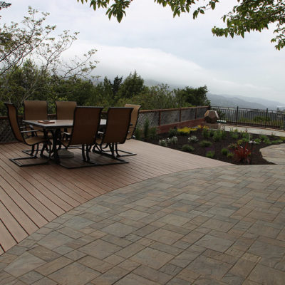 Composite decking with Baselite artisan pavers