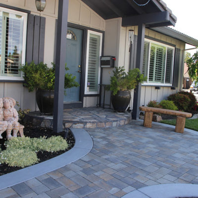 Belgard Catalina pavers with flagstone stoop