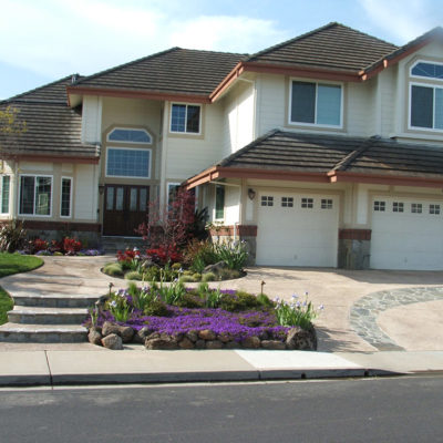 Stamped concrete with river of flagstone