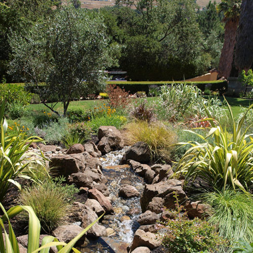 Natural stone waterfall