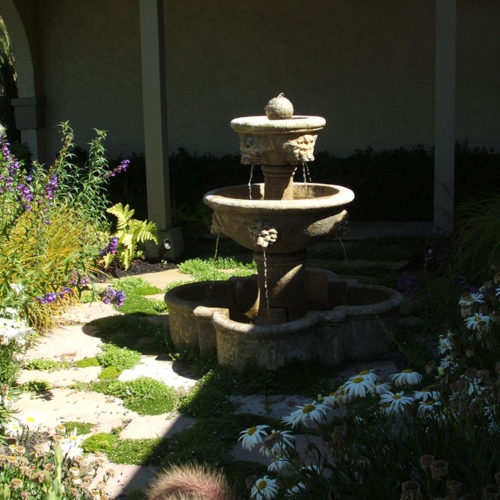 Two-tiered concrete into pond