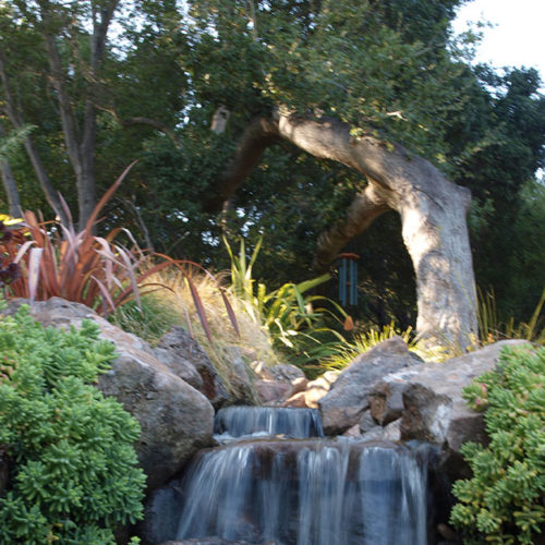 Natural stone waterfall