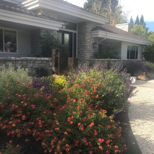 Large triple basalt stone column rustic fountain system